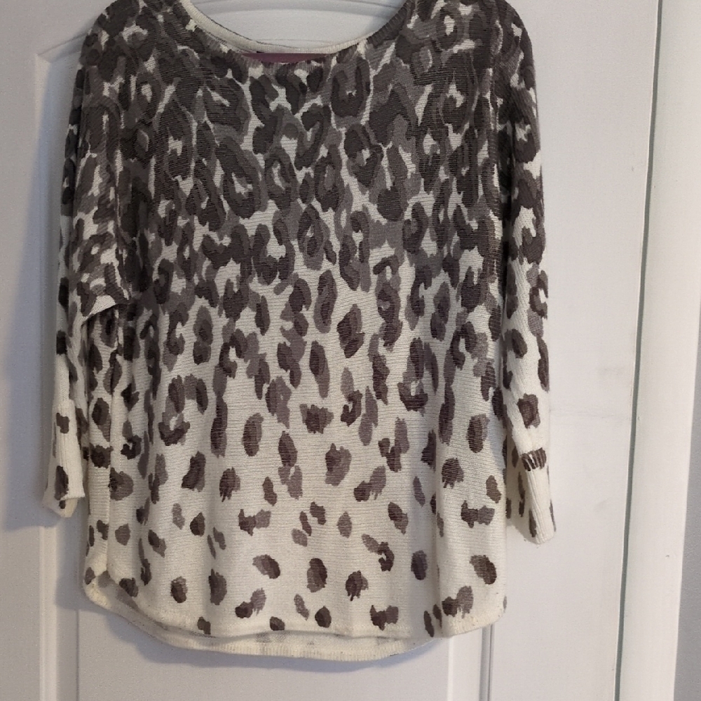 a.n.a Animal Print Sweater in Cream and Brown